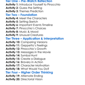 Guillermo Del Toros Pinocchio 2022 Worksheet Activity Booklet