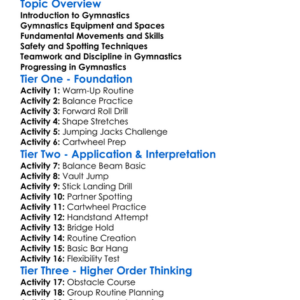 Gymnastics Basics Worksheet Activity Booklet