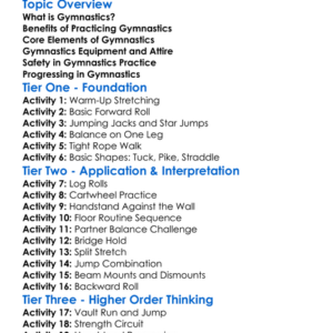 Gymnastics Fundamentals Worksheet Activity Booklet