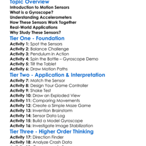 Gyroscopes And Accelerometers Worksheet Activity Booklet