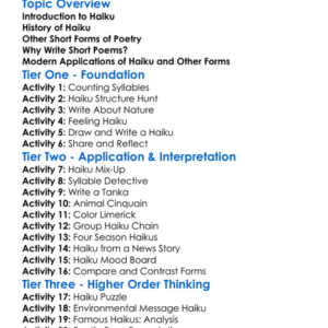 Haiku And Other Forms Worksheet Activity Booklet