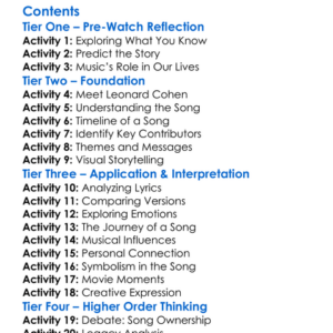 Hallelujah Leonard Cohen A Journey A Song 2022 Worksheet Activity Booklet