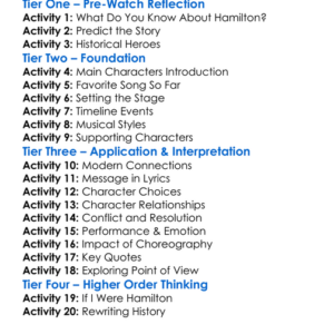 Hamilton The Musical Worksheet Activity Booklet