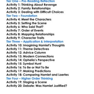 Hamlet William Shakespeare Worksheet Activity Booklet