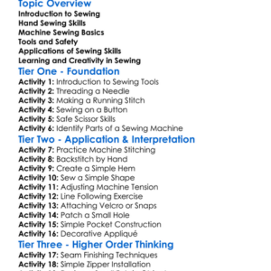 Hand And Machine Sewing Skills Worksheet Activity Booklet