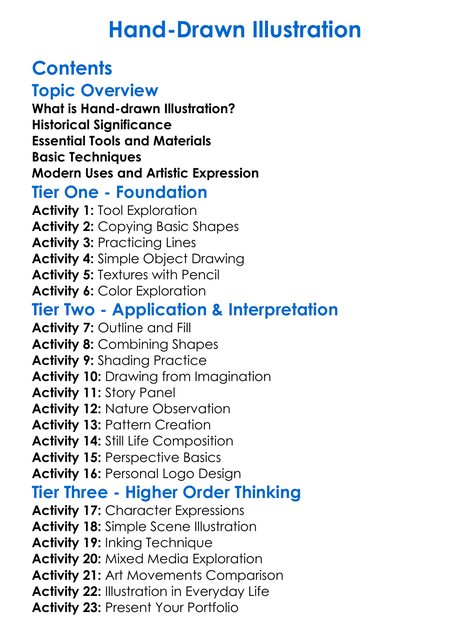 Hand-Drawn Illustration Worksheet Activity Booklet