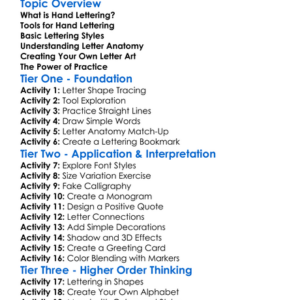Hand Lettering Basics Worksheet Activity Booklet