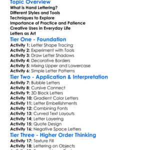 Hand Lettering Techniques Worksheet Activity Booklet
