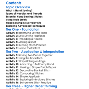 Hand Sewing Techniques And Stitches Worksheet Activity Booklet