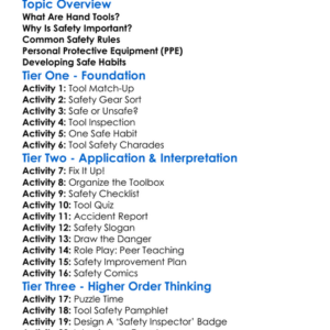 Hand Tool Safety Worksheet Activity Booklet