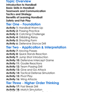 Handball Techniques Worksheet Activity Booklet