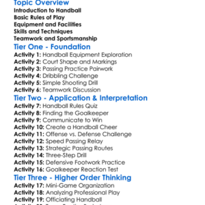 Handball Worksheet Activity Booklet
