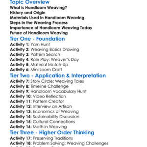 Handloom Weaving Worksheet Activity Booklet