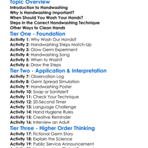Handwashing Technique Worksheet Activity Booklet