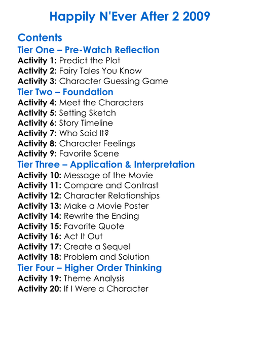 Happily Never After 2 2009 Worksheet Activity Booklet