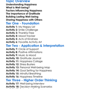 Happiness And Well-Being Worksheet Activity Booklet