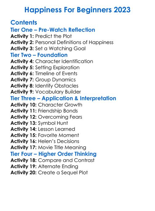 Happiness For Beginners 2023 Worksheet Activity Booklet