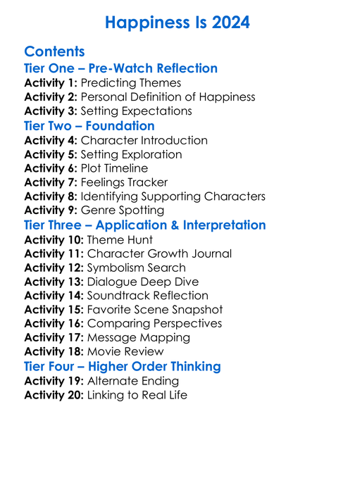 Happiness Is 2024 Worksheet Activity Booklet