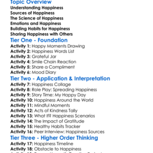 Happiness Worksheet Activity Booklet