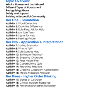 Harassment And Abuse Awareness Worksheet Activity Booklet