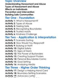 Harassment And Abuse Prevention Worksheet Activity Booklet