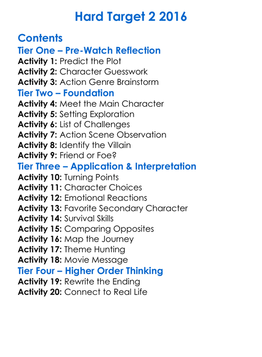 Hard Target 2 2016 Worksheet Activity Booklet