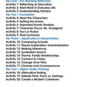 Hard Times Charles Dickens Worksheet Activity Booklet