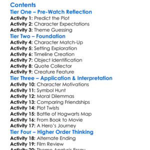 Harry Potter And The Deathly Hallows Part 2 2011 Worksheet Activity Booklet