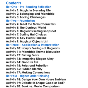 Harry Potter And The Philosophers Stone Jk Rowling Worksheet Activity Booklet