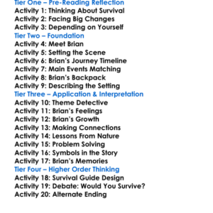 Hatchet Gary Paulsen Worksheet Activity Booklet