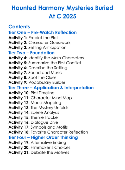 Haunted Harmony Mysteries Buried At C 2025 Worksheet Activity Booklet