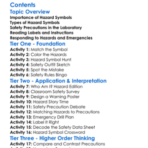 Hazard Symbols And Safety Precautions Worksheet Activity Booklet