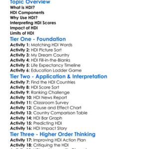 Hdi Human Development Index Worksheet Activity Booklet
