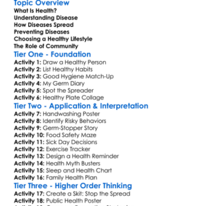 Health And Disease Prevention Worksheet Activity Booklet