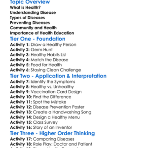 Health And Disease Worksheet Activity Booklet