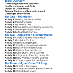 Health And Economics Worksheet Activity Booklet