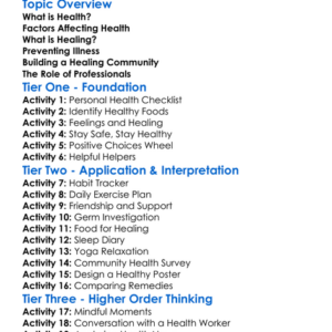 Health And Healing Worksheet Activity Booklet