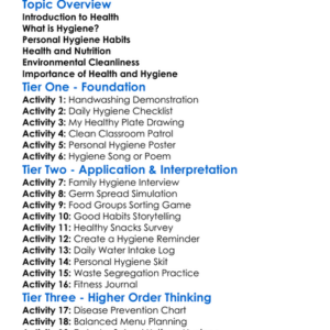 Health And Hygiene Worksheet Activity Booklet