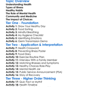 Health And Illness Worksheet Activity Booklet