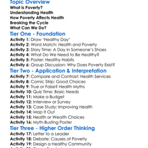 Health And Poverty Worksheet Activity Booklet