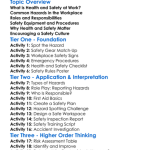 Health And Safety At Work Worksheet Activity Booklet