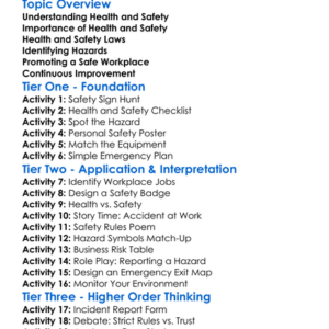 Health And Safety In Business Worksheet Activity Booklet