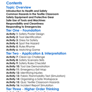 Health And Safety In The Textile Classroom Worksheet Activity Booklet