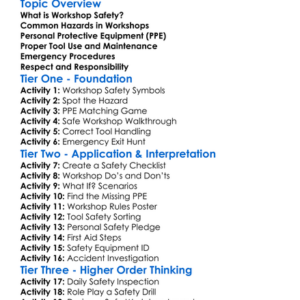 Health And Safety In The Workshop Worksheet Activity Booklet
