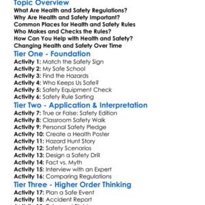 Health And Safety Regulations Worksheet Activity Booklet