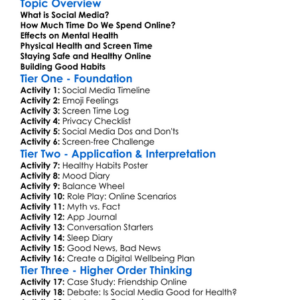 Health And Social Media Worksheet Activity Booklet