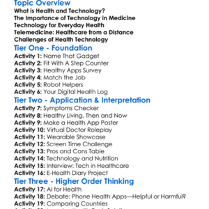 Health And Technology Worksheet Activity Booklet