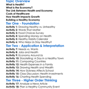 Health And The Economy Worksheet Activity Booklet