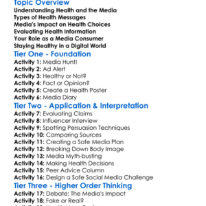 Health And The Media Worksheet Activity Booklet