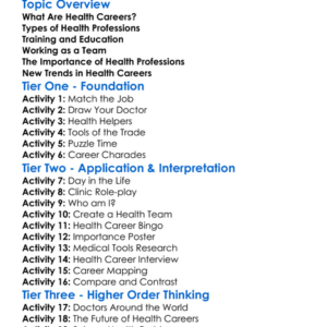 Health Careers And Professions Worksheet Activity Booklet